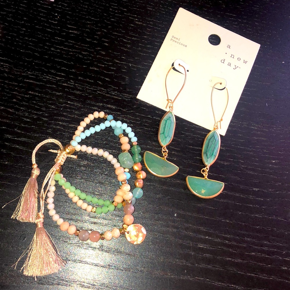 Semi precious dangle earrings